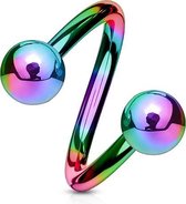 Helix piercing twist regenboog kleur titanium 1.2 mm