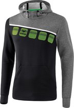 Erima Teamline 5-C Sweatshirt met Capuchon Zwart-Grijs Melange-Wit Maat 3XL