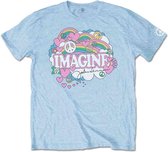 John Lennon Heren Tshirt -XL- Rainbows, Love & Peace Blauw