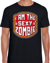 Halloween sexy zombie verkleed t-shirt zwart voor heren M