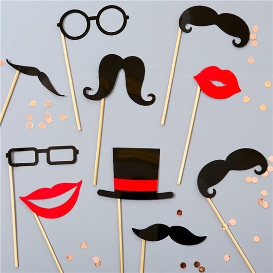 12 pièces mariage fête photo déguisement moustache photo booth props set