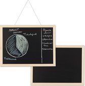 Relaxdays 2x krijtbord met houten lijst - memobord - memoboard voor aan de muur - zwart