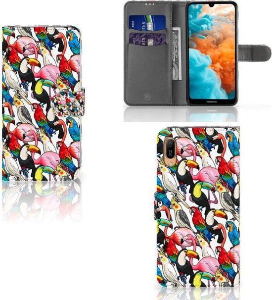 magnétique Cuir PU Protection Etui Housse pour Huawei Y6 (2019) Coque Téléphone Des Oiseaux