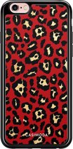 iPhone 6/6s siliconen zwart hoesje - Luipaard rood | Apple iPhone 6/6s case | TPU backcover transparant