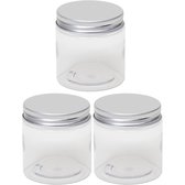 3x Kunststof weckpot/inmaakpot 100 ml met schroefdeksel - 100 ml - 6 cm - Weckpotten/inmaakpotten - Kruidenpotje