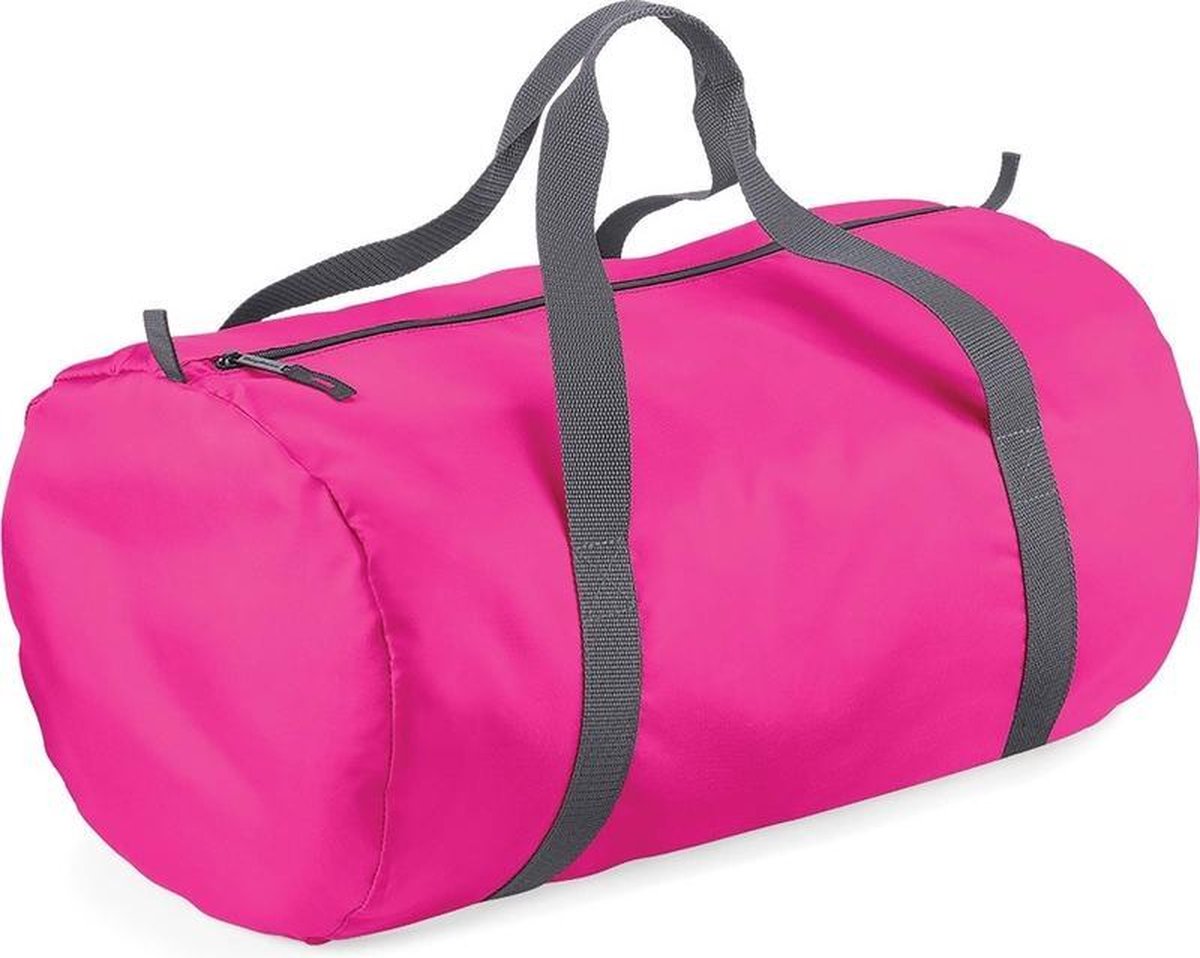 Fuchsia roze ronde polyester sporttas/weekendtas 32 liter - Sporttassen/gymtassen/weekendtassen voor volwassenen - Bagbase