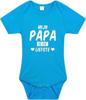 Mijn papa is de liefste tekst baby rompertje blauw jongens - Kraamcadeau - Babykleding 80