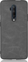 OnePlus 7T Pro Back cover met Lederen Coating Zwart