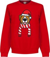 Hond Rood / Wit Supporter kersttrui - Rood - Kinderen - 128