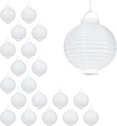 relaxdays 20 x lanterne led blanc - en papier - rond - lanternes - sur piles