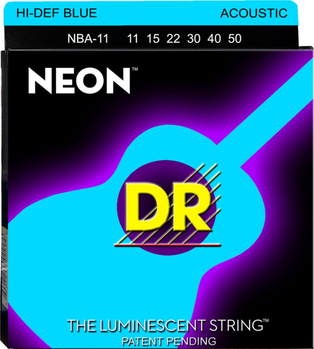 DR Strings NBA-11 Hi-Def Neon blue 11-50 set snaren voor akoestische westerngitaar