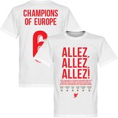 Liverpool Allez Allez Allez Champions of Europe 6 T-Shirt - Wit - 3XL