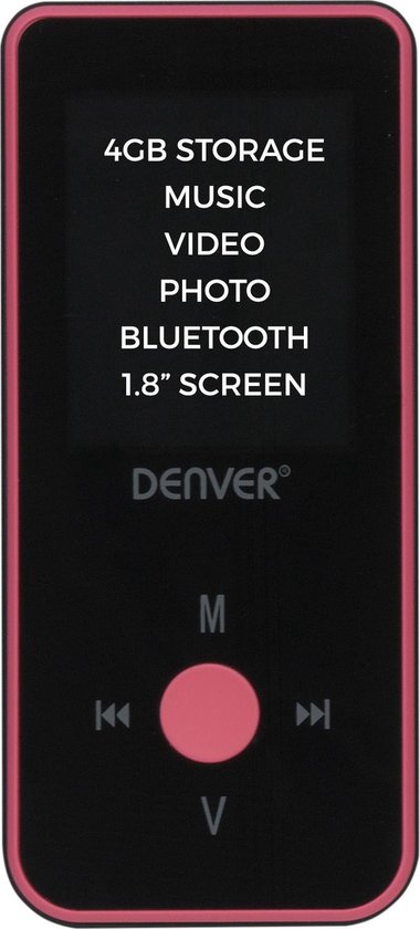 Denver MPG-4084BT Pink, MP4-speler met Bluetooth Roze | bol.com