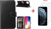 Apple iPhone 11 Pro Portemonnee hoesje + 2X Screenprotector - Zwart