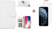 Hoesje Geschikt voor iPhone 11 Portemonnee hoesje + 2X Screenprotector - Wit