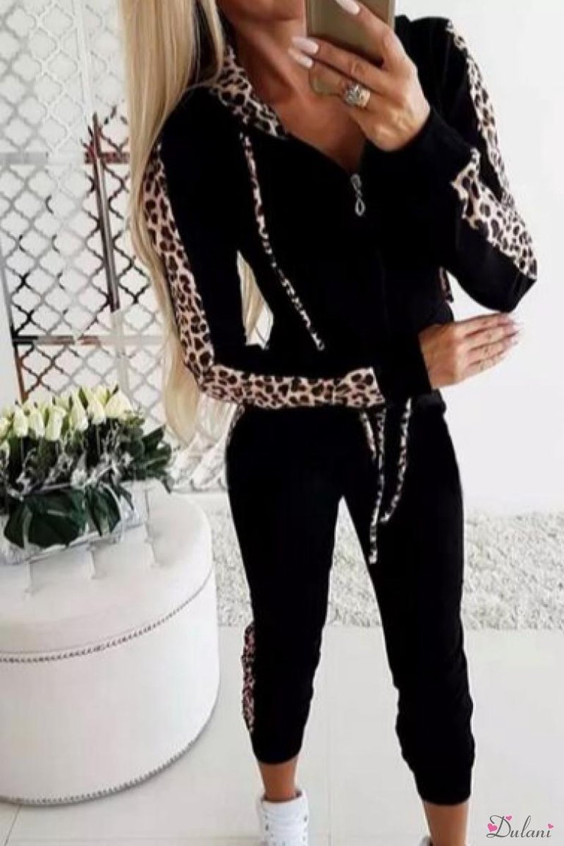 Homewear 2-delig leopard zwart S | bol.com
