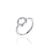 Jewels Inc. - Ring - Rondje gezet met Zirkonia Stenen - 10mm Breed - Maat 52 - Gerhodineerd Zilver 925