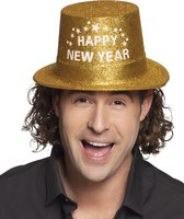 Happy New Year Hoed Glitter Goud