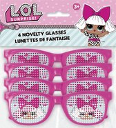 4 roze Lol Surprise™ brillen met stippen - Verkleedattribuut