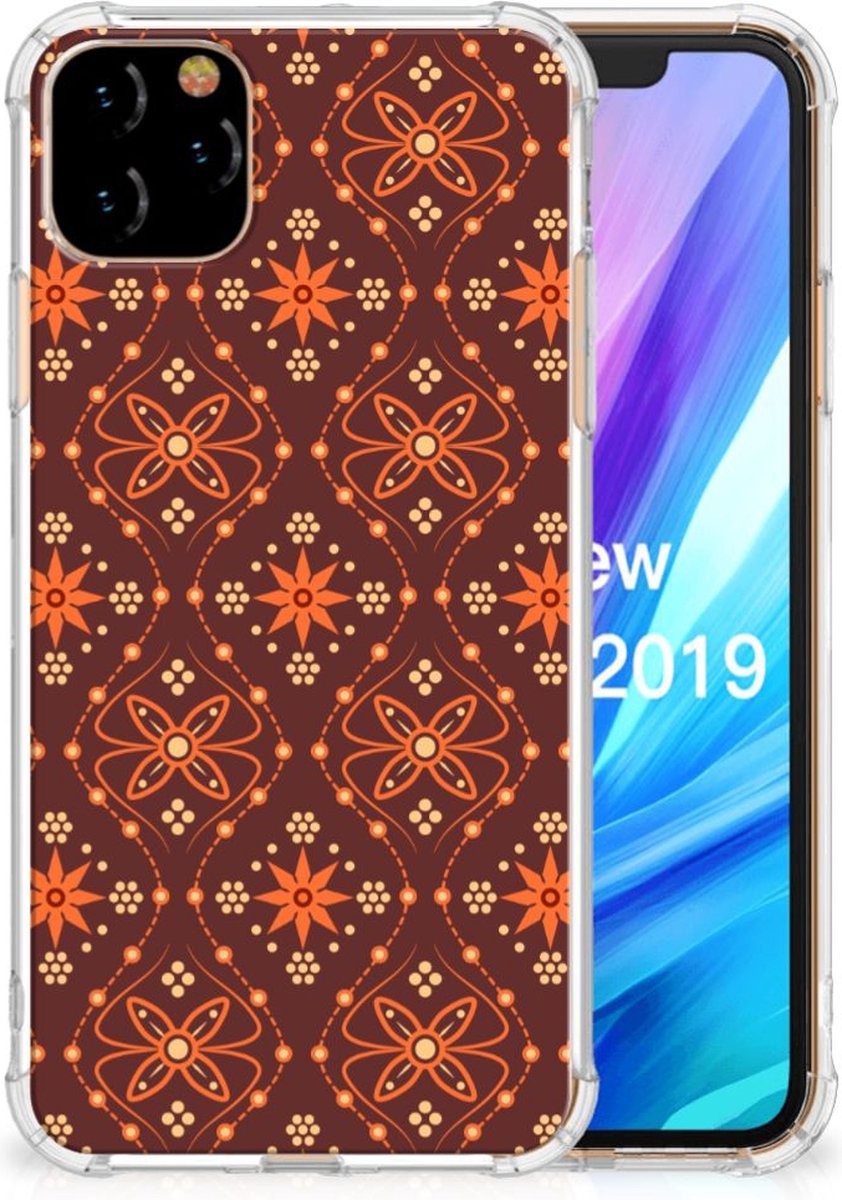 Apple iPhone 11 Pro Max Doorzichtige Silicone Hoesje Batik Brown