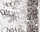 A.S. Création behangpapier graffiti grijs en zwart - AS-369863 - 53 cm x 10,05 m
