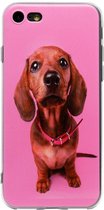 ADEL Siliconen Back Cover Softcase Hoesje Geschikt voor iPhone 8 Plus/ 7 Plus - Teckel Hond