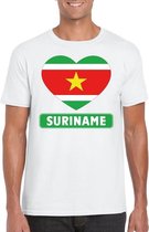 Suriname hart vlag t-shirt wit heren S