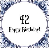 Verjaardag Tegeltje met Spreuk (42 jaar: Happy birthday! 42! + cadeau verpakking & plakhanger