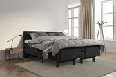 Beddenleeuw Boxspring Bed Sophia - Elektrisch - 160x210 - Incl. Hoofdbord - Lederlook Zwart (Skai)