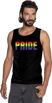 Pride regenboog tekst singlet shirt/ tanktop zwart heren 2XL