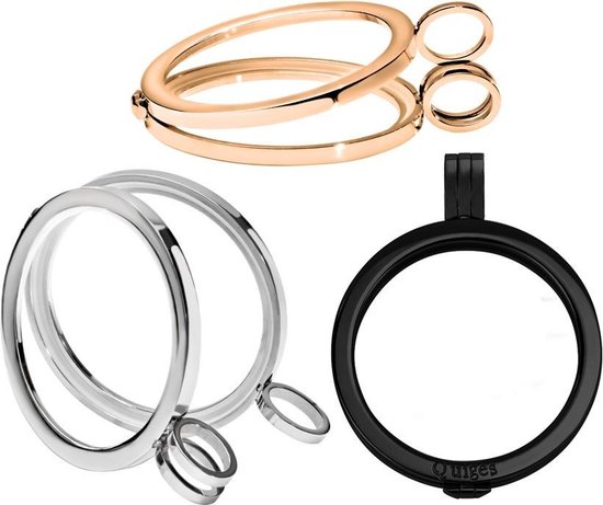 Quiges - Munthouder met Ketting en Munt 33mm Schelp Multi Grijs - Roségoudkleurig met