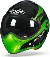 ROOF BoXXer Fuzo Zwart Groen Systeemhelm - Motorhelm - Maat XS