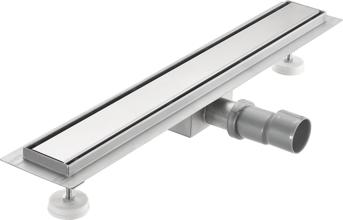 Douchegoot RVS zijuitloop met flens extra flat rooster 100 cm