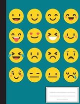 Cute Emoji Flat Style: Composition Notebook: College Wide Ruled Writer's Notebook for School / Teacher / Office / Student