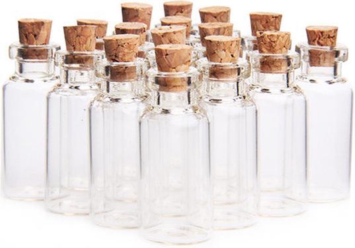 als verdrietig in stand houden ForDig Glazen Mini Flesjes Met Kurk – Decoratie flesjes – Inhoud 5 ml - Set  van 20 Stuks | bol.com