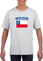T-shirt met Chileense vlag wit kinderen 134/140