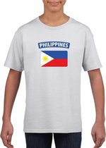 T-shirt met Filipijnse vlag wit kinderen XL (158-164)