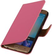 Samsung Galaxy S6 Effen Roze - Book Case Wallet Cover Hoesje