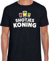 Shotjes Koning drank fun t-shirt zwart voor heren - shotjes drink shirt kleding M