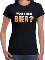 Oktoberfest Wo ist mein bier drank fun t-shirt zwart voor dames - bier drink shirt kleding XS