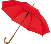 Rode luxe paraplu met houten handvat in haakvorm 103 cm - Paraplu - Regen
