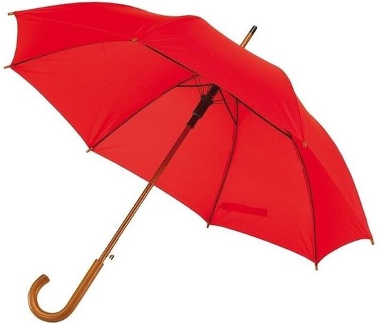 Rode luxe paraplu met houten handvat 103 cm - Paraplu - Regen bol.com