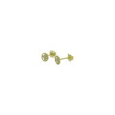 Silventi 121101607 14 Karaat Gouden oorstekers - zirkonia in cirkel 1 mm - lengte 6 mm - geelgoudkleurig