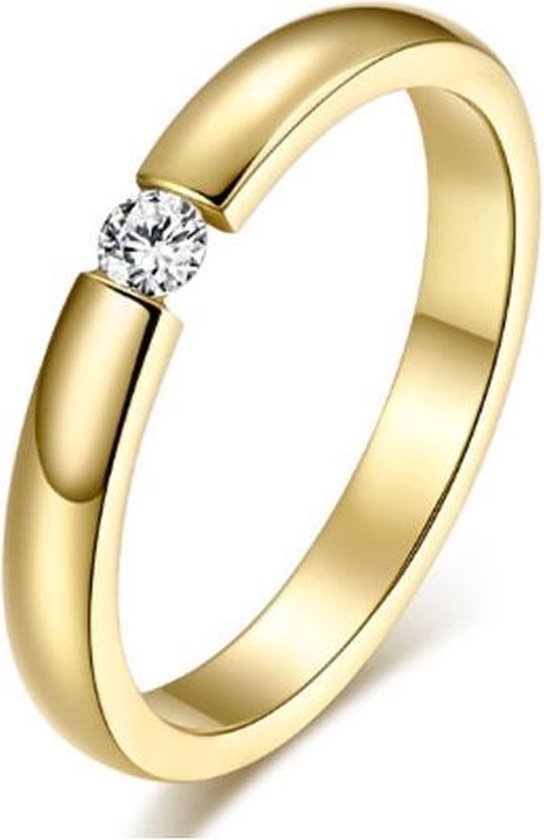 Cilla Jewels edelstaal ring Crystal Gold-17mm