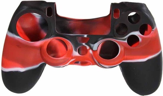 Trendfield Playstation 4 Controller Hoesje PS4 Skin Siliconen Case - Zwart/Rood + Thumb Grips