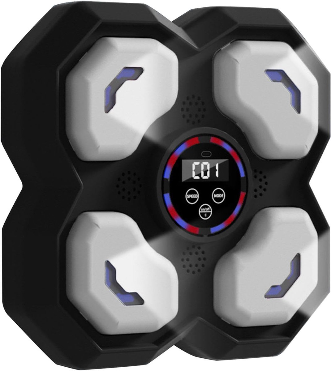 Muzikale Boksmachine - Ponsmachine Slagmat - Thuis Training - Met Verlichting - 31cm Diameter - Zwart