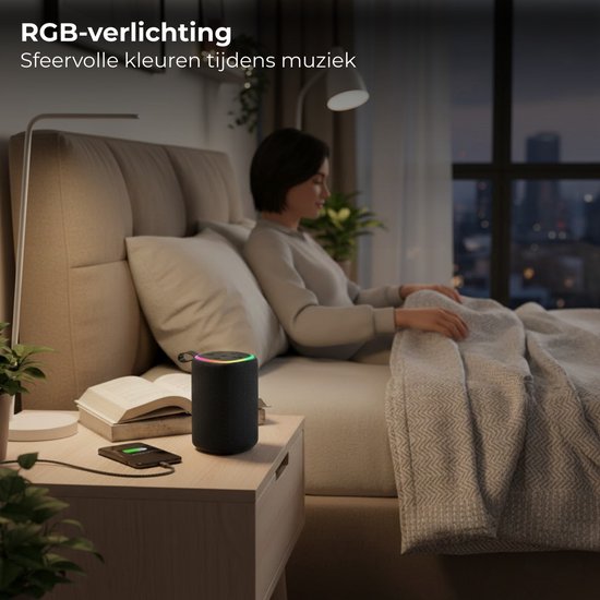 Lomera Bluetooth Speaker - Draadloze Speaker - Draagbare Bluetooth Speaker - Bluetooth Luidspreker - Draagbare Speaker - Mini Bluetooth Speaker - Bluetooth Speaker RGB - Bluetooth Speaker met RGB Verlichting — afbeelding 2