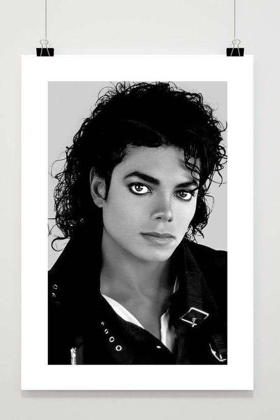 Michael Jackson Poster - Muziek Posters - Superster - Portret - Legende - Met Witte Rand - Passe-Partouts Effect - Wanddecoratie Woonkamer - 180 gram papier - BXS3856 - Formaat 30 x 40cm