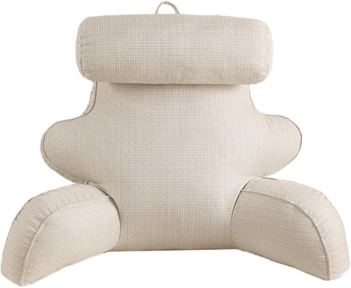 Leeskussen met armleuningen - Bedkussen rugsteun - Comfortabel lezen - Verstelbare rugondersteuning - 70x40x30cm - Wit