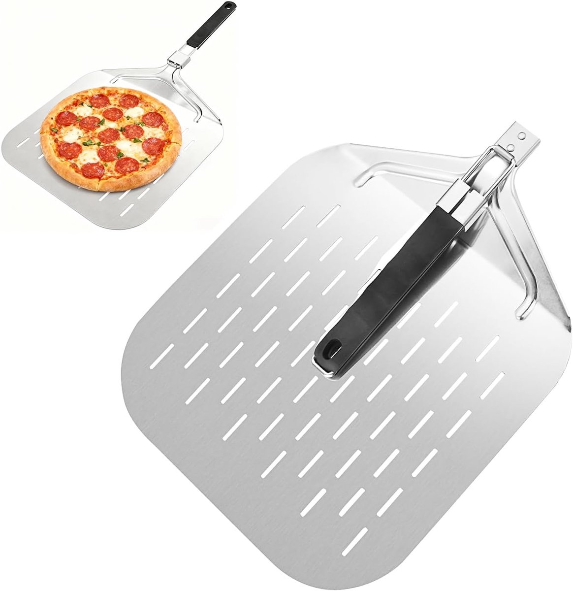 Pizzaspaan - Bakgerei - Zelf bakken - Opvouwbaar handvat - 32 cm - Aluminium